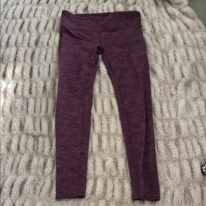 Alo Yoga Heathered Burgundy High Rise Leggings Workout Athleisure